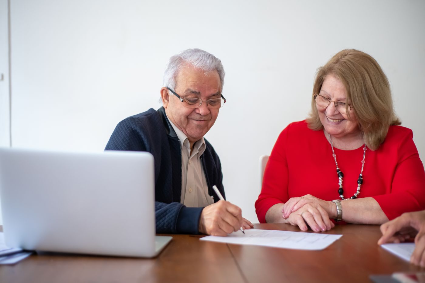 A family reviewing their care options together